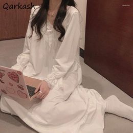 Women's Sleepwear Nightgowns Women Princess Style Chic Autumn Flare Sleeve Ins Trendy Ulzzang Feminino Lounge Daily Bow Loose Preppy Fit