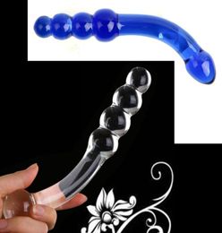 Sex Products Double Ended Headed Crystal Glass Dildo Fake Penis Adult Anal Toys Butt Plug Female Male Masturbation2677478