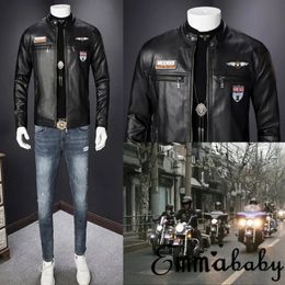 Winter Autumn Men Retro Style PU Leather Jackets Brand Fashion Zipped Biker Solid Jacket Soft Black Casual 240110