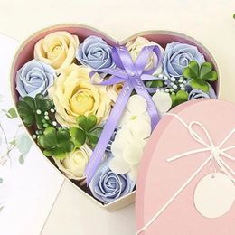 Coloured Flower Soap Rose Gift Box with Forever Fading Artificial Roses Suitable for Valentine's Day Birthday Anniversary Gifts Home Decoration 240111