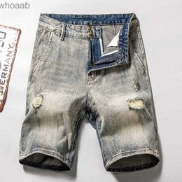 Men's Shorts Denim Shorts For Men's Jeans Trendy Holes Loose Casual Korean Thin Summer Loose Fashion Half Pants YQ240111