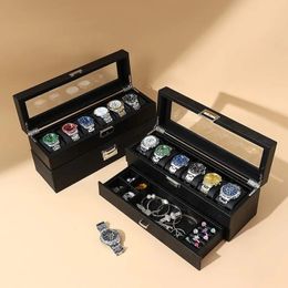 Luxury 2Tier Watch Box Drawer Display Case Organizer with Clear Lid Earrings Jewelry Necklaces Storage Gift Showcase 240110