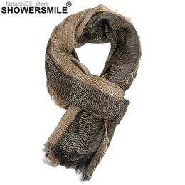 Scarves SHOWERSMILE Scarf Men Autumn Winter British Style Mens Scarves Patchwork Khaki Black Grey Navy Male Scarf 180cm*110cm Q240111