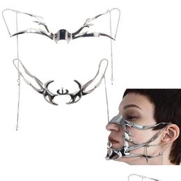 Other Cyber Punk Gothic Metal Mask Spicy Girl Niche Design Unique Fluid Face Decoration Pendant Earrings Masquerade Cosplay Drop Deli Dhrnu