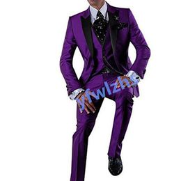 Custom-made Groom Tuxedos One Button Men Peak Lapel Lapel Groomsmen Wedding/Prom/Dinner Man Blazer Jacket Pants Tie Vest m361222211117