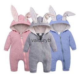 Rompers Autumn Baby Jumpsuits for Girls Boys Cute Bunny Ear Kids Bodysuits Korean Hooded Newborn Romper Loose Infant Toddler Clothesvaiduryb