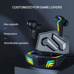 Earphones Bluetoothcompatible Earphones Inear Low Latency Sports Earbuds Gaming Wireless Headphones with RGB Lighting for Gamer