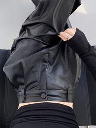 Women's Pants High End Black Leather For Straight Leg 2024 Wide Soft PU Drape Casual Autumn