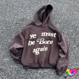 Men's Hoodies Sweatshirts 2023fw Grass Grey Heavy Fabric CPFM Hoodie Men Women Pu Print Ye st Be Born Again Hoody W Pulloversephemeralew