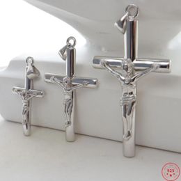 Pendants S925 Sterling Silver Pendants for Women Men New Fashion Christ Prayer Crucifixion of Jesus Cross Argentum Jewelry Free Shipping