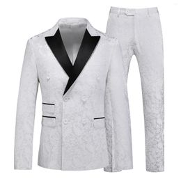 Men's Suits 2024 Casual Comfortable Suit Two-piece Solid Colour Hollowed Out Small Korean Version Jacket