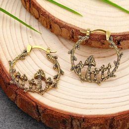 Hoop Earrings Vintage Bohemian Tree Branch Mushroom For Women Unique Design Exaggerated Gold Colour Party Jewellery Gifts