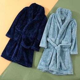 Autumn Winter Kids Sleepwear Robe Flannel Warm Bathrobe For Girls 4-18 Years Teenagers Children Pyjamas For Boys 240111