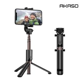 Monopods Akaso Selfie Stick Phone Tripod 360°degree Rotation Bluetooth Remote Wireless Monopod with 1/4 Mounting Screw for Action Camera
