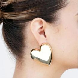 Stud Earrings Brass Chunk Big Size Heart Hoop Women Jewellery Punk Party T Show Gown Runway Korean Japan INS