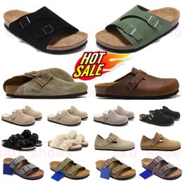 Bostons Burkin Birkin Stocks Shearling Suede Arizonas Mens Womens Original Designer Clogs Sandals Flip Flops Soft Slides Bostons Stock Buckle Slippers Luxury shoe