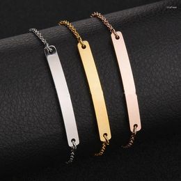 Charm Bracelets Black Rose Gold Silver Color Stainless Steel Initial Blank For Women Jewelry Friends Gift