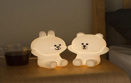 2020 Ins Creative Line Friend Brown Bear Cony Rabbit LED Night Light USB Charge Silicone Bedside Lamp Bedroom Lamp Desk La3361372