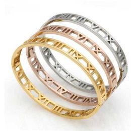2022 Fashion Silver Stainless Steel Shackle Roman Bracelet Jewellery Rose Gold Bangles Bracelets For Women MOVE BRACELET185Y