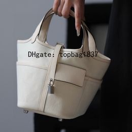 Designer tote bags bucket bag18cm 10A mirror quality white total Handmade functional luxury handbag cloth patchwork special customized style with original box