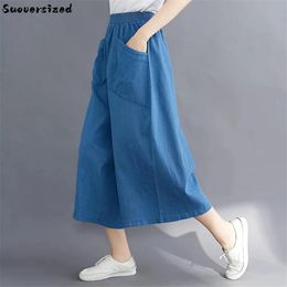 Jeans Oversize 4xl Vintage Baggy Jeans Blue Wide Leg Denim Pants Women Elastic High Waist Capris Korean Vaqueros Casual Pantalones New