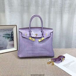 Borse firmate Borse moda di lusso Borsa in alligatore in pelle di mucca con strato superiore di fascia alta Borsa da donna in pelle viola Borsa a tracolla portatile con una spalla