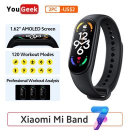 Devices New Xiaomi Mi Band 7 Smart Bracelet Wristband 1.62" AMOLED Blood Oxygen Fitness Traker Bluetooth Waterproof Smartband VS Band 6