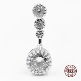 Jewelry Classical 4 Zircons Belly Button Ring for Women 925 Sterling Silver Navel Piercing Belly Ring Body Piercing Jewelry
