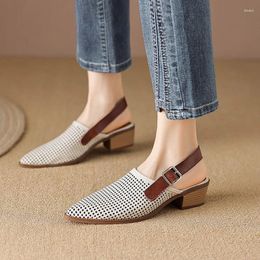 Dress Shoes Phoentin Breathable Hole Casual Slingbacks Pumps 2024 Women Fashion Middle Heel Summer Sandals Plus Szie 41 FT2553