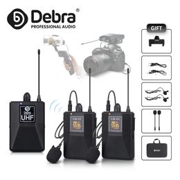 Debra CM Series UHF Wireless Lavalier Microphone with 30 Selectable Channels 50m Range For DSLR Camera Interview Live Recording 240110