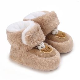 Boots EWODOS 0-12M Born Baby Kids Unisex Snow Cute Bear Pattern Winter Ankle Warm Walking Shoes For Toddler Infant
