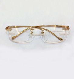 0061 Gold Rimless Eyeglasses Frame Clear Lens Optical Glasses Frames Fashion Sunglasses Frames for Men with Box5810369