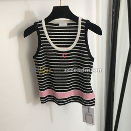 Stripe Print Tanks Top Women Sexy Tight Vest Slim Fit Knits Tops Quick Drying Knitted Vests