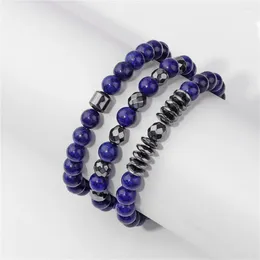 Charm Bracelets 3Pcs/Set Lapis Lazuli Beaded Natural Stone Labradourites Lava For Women Men Prayer Meditation Jewellery
