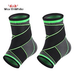 Pads WorthWhile Compression Ankle Support Men Women Nylon Strap Belt Brace Elastic Foot Bandage Protector Football Basketball Gear