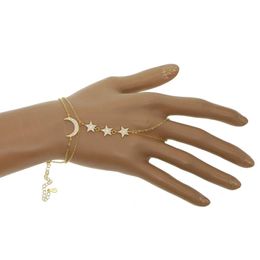 Bangles 925 Sterling Silver Gold Color Wristlet Link Chain Bezel Cz Infinity Star Moon Charm Hand Slave Bracelet Jewelry for Women