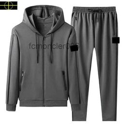 Tute da uomo Tuta sportiva da uomo Stone Island Maglione con cerniera e cappuccio Designer Is Land Jacket Pantaloni Due pezzi G56j