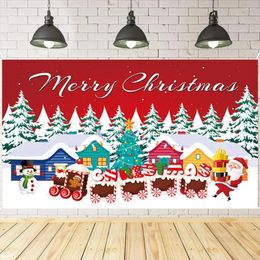 Party Decoration Bunting Flag Christmas Hanging Festive Santa Claus Snowman Elk Backdrop For Home Decor Reusable Xmas Ornaments Noel