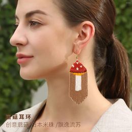 Dangle Earrings Rice Bead Sewant Mushrooms Design Tassel Fashion Simple Hand Textile Bohemia Alloy Originality Beaded