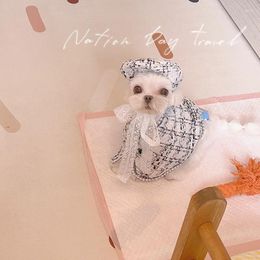 Dog Apparel Elegant Pet Cloak Hat Set Sweet Puppy Winter Clothes Warm Costume For Small Medium Dogs Model Clothing Perros