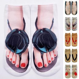 Women Socks 3D Pattern Sandals Print Running Personality Low Ankle Pack 6 High Workout