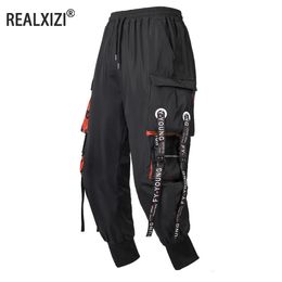 Mens Cargo Harem Pants Men Hip Hop Fashion Punk Pockets Trousers Harajuku Women Elastics High Waist Streetwear 240111