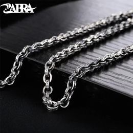 Necklaces ZABRA Buddhism Mantra Signet 925 Sterling Silver Necklace Men Width 5mm 50/55/60/65/70cm Long Box Chain Biker Jewellery