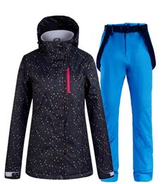 Women039s Ski Suit Thermal Ski Jacket Pants Set Windproof Waterproof Snowboarding Jacket Winter Female Skiing Suits Snow Coat9816888