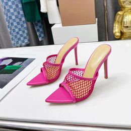 Slippers Women Shoes Sandalias De Mujer Fashion Hollow Pointed Toe Thin High Heel Sexy Solid Outside Wearing