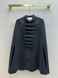 Women's Jackets 23 Early Fall Show Black Cape Wool Coat Exquisite Shoulder Loose Plate Inclusiveness Super Good