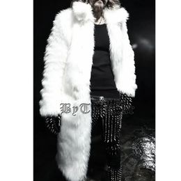 Wepbel Black and White Gothic Jackets Coat Overcoat Winter Menswear Imitation Fur Long Trench Coat Men Trendy Furry Jackets 240110