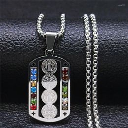 Pendant Necklaces 2024 Stainless Steel Mix Colour Crystal Jesus Cross Necklace Silver Christian Jewellery Pendentif N4909S05