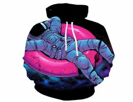 Men039s Hoodies Sweatshirts 3d Astronaut Men Swimming Ring Hooded Casual Galaxy Sweatshirt Printed Space Unisex Funny2456592