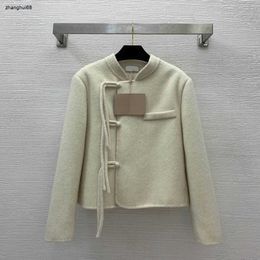 Brand women jacket luxurious fashion button design stand up collar short long sleeve Woollen cloth upper garment Jan 11